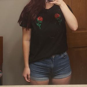 Rose black tee